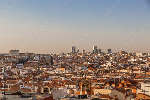 View of the skyline of the city of Madrid in a