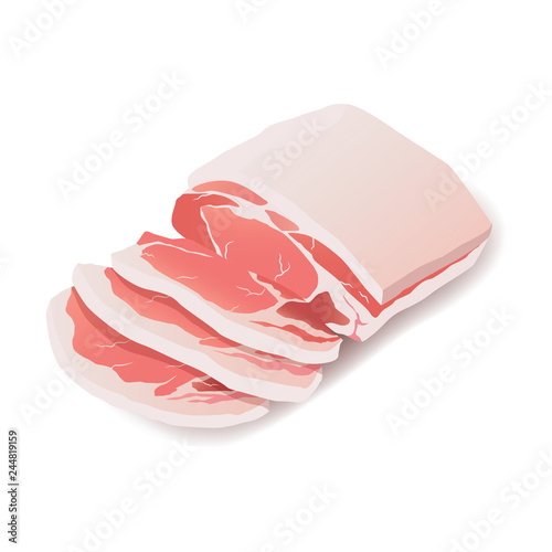 Raw pork steak vector meat icon on white. Fresh meat cuts