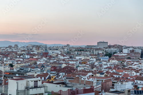 View from above of an area of Madrid with classic houses and buildings © Óscar