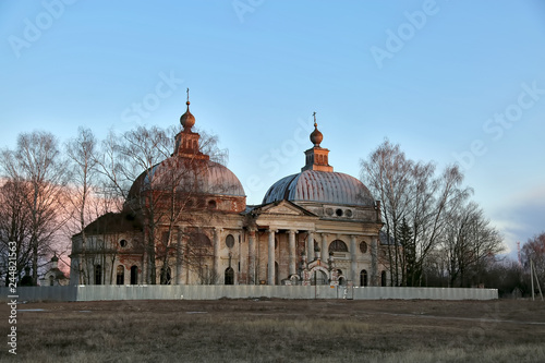 Destroyed and abandoned christian church. Ancient ruins