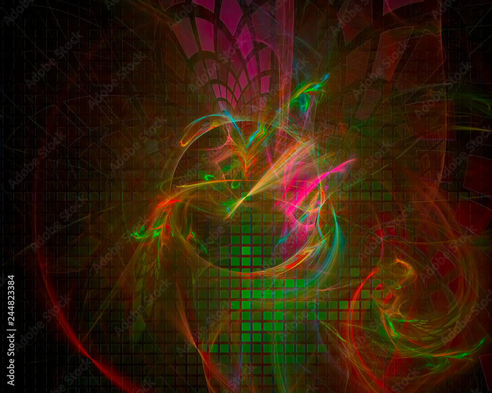  abstract digital fractal, fantasy design, party