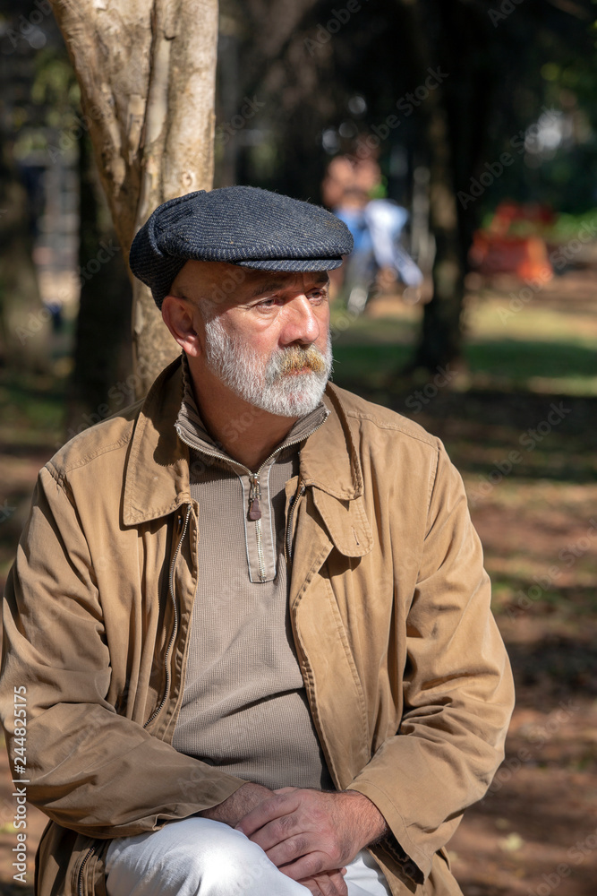 Portrait of old man thinking about life