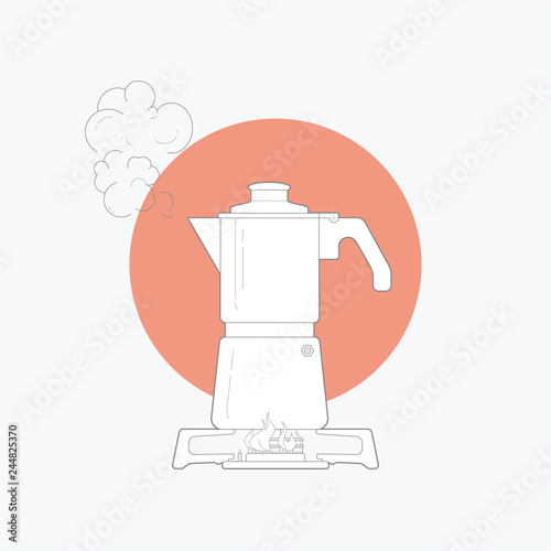 line art vector illustration kitchen moka pot. isolated white background. Vector illustration design for t-shirt graphics, posters, brand books and other uses 