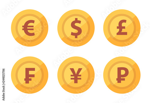 Set of currency coins icon ...