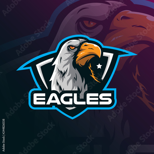 eagle mascot logo design vector with modern illustration concept style for badge, emblem and tshirt printing. eagle illustration for sport team.
