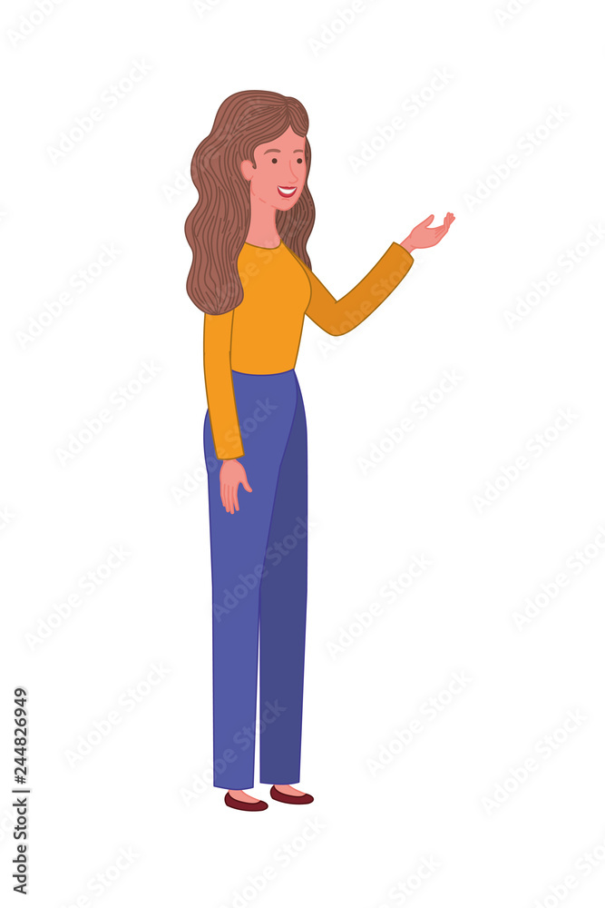 young woman standing avatar character
