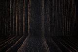 Grunge dark wood background wall and floor. wooden texture. surface, display backdrop, put product.