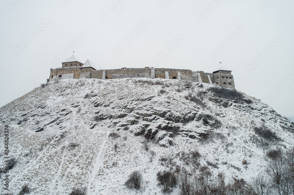 Beautiful snowy fortress of Sumeg, Hungary