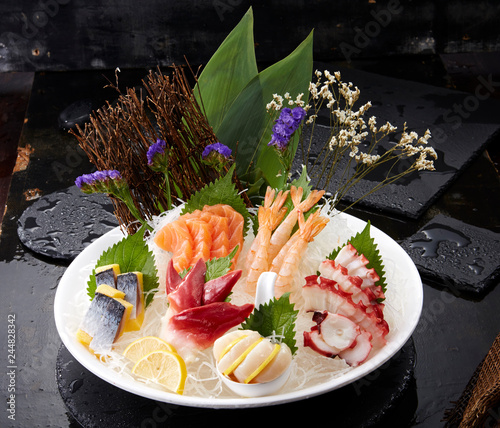 Delicious Japanese food, seafood sashimi platter