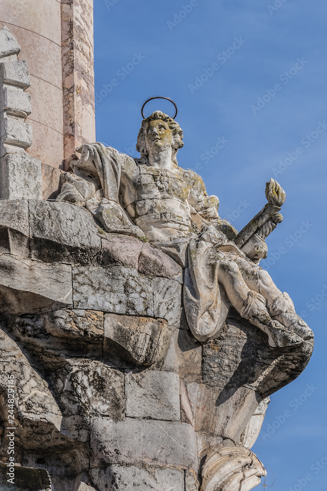 The Triumph of Saint Raphael (Triunfo de San Rafael) - monument to Archangel Raphael built in the seventeenth century in Cordoba next to the Mosque-Cathedral. Spain.