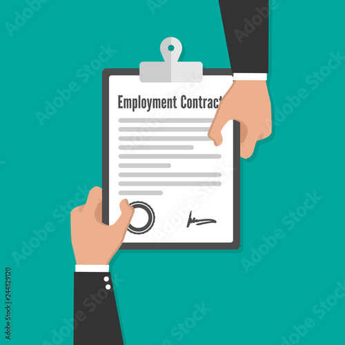 Employment contract paper document vector flat