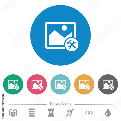 Image tools flat round icons