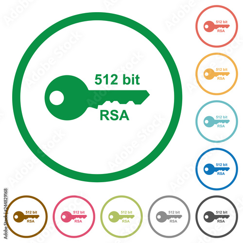 512 bit rsa encryption flat icons with outlines