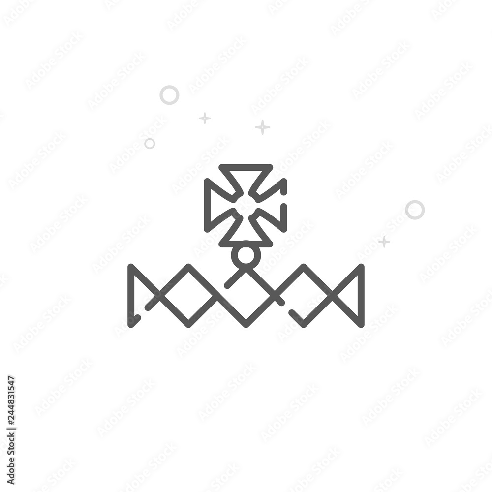 Fototapeta premium Christian Crown Vector Line Icon, Symbol, Pictogram, Sign. Light Abstract Geometric Background. Editable Stroke