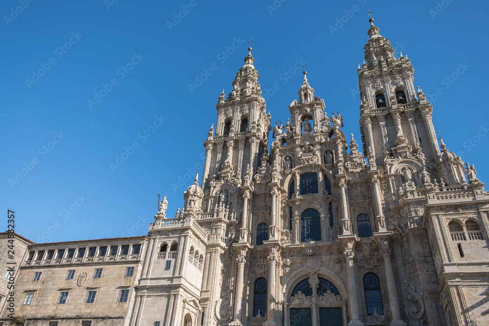 Fachada del Obradoiro, Catedral de Santiago de Compostela. Patrimonio de la Humanidad. Galicia, Epaña.