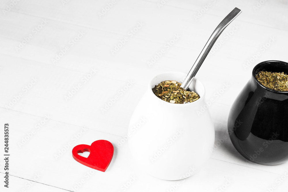 Yerba mate with heart. Valentine's day concept Yerba mate with heart. Valentine's day concept