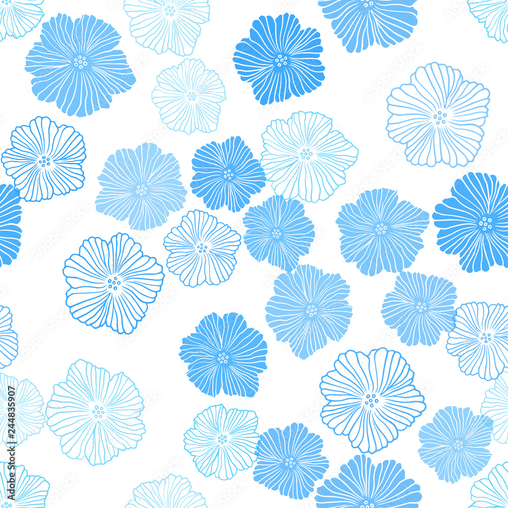 Light BLUE vector seamless natural background with flowers. Light BLUE vector seamless natural background with flowers.