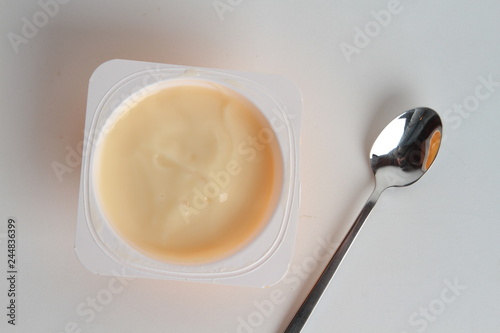 custard packed in plastic container