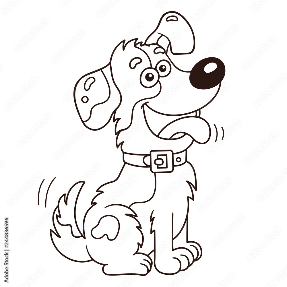 Coloring Page Outline Of cartoon dog. Coloring book for kids Stock