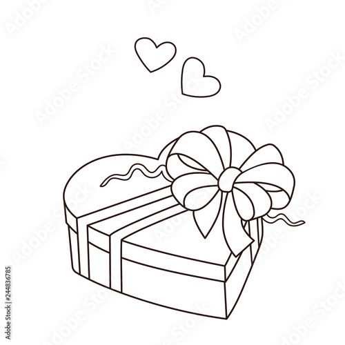 Coloring Page Outline Of gift. Birthday. Valentine's day. Coloring book for kids.