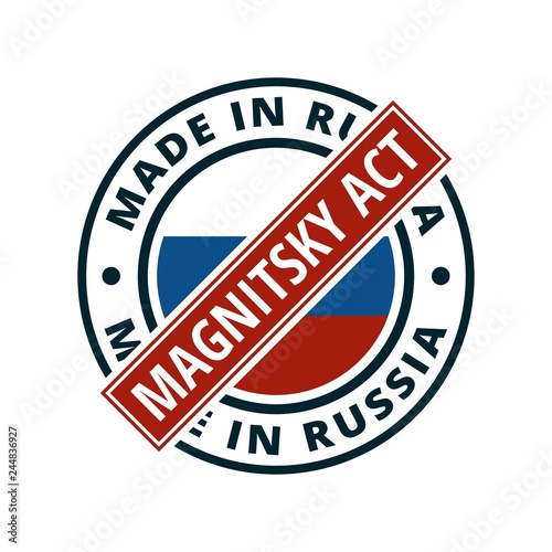 Magnitsky Act Sunctions against Product Made in Russia label illustration