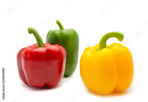 Red green and yellow sweet bell pepper.