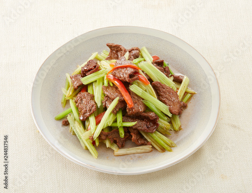 Delicious Chinese cuisine, stir-fried beef with celery