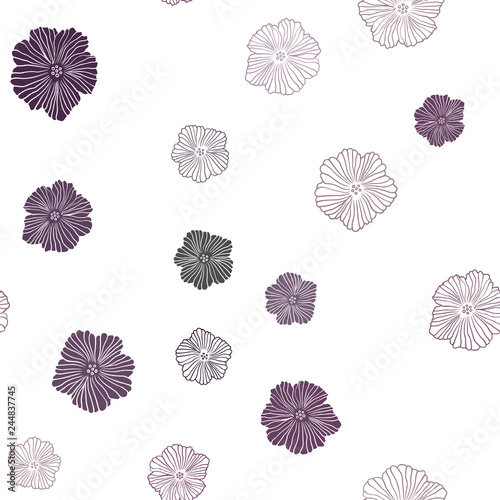 Dark Purple vector seamless elegant wallpaper with flowers.