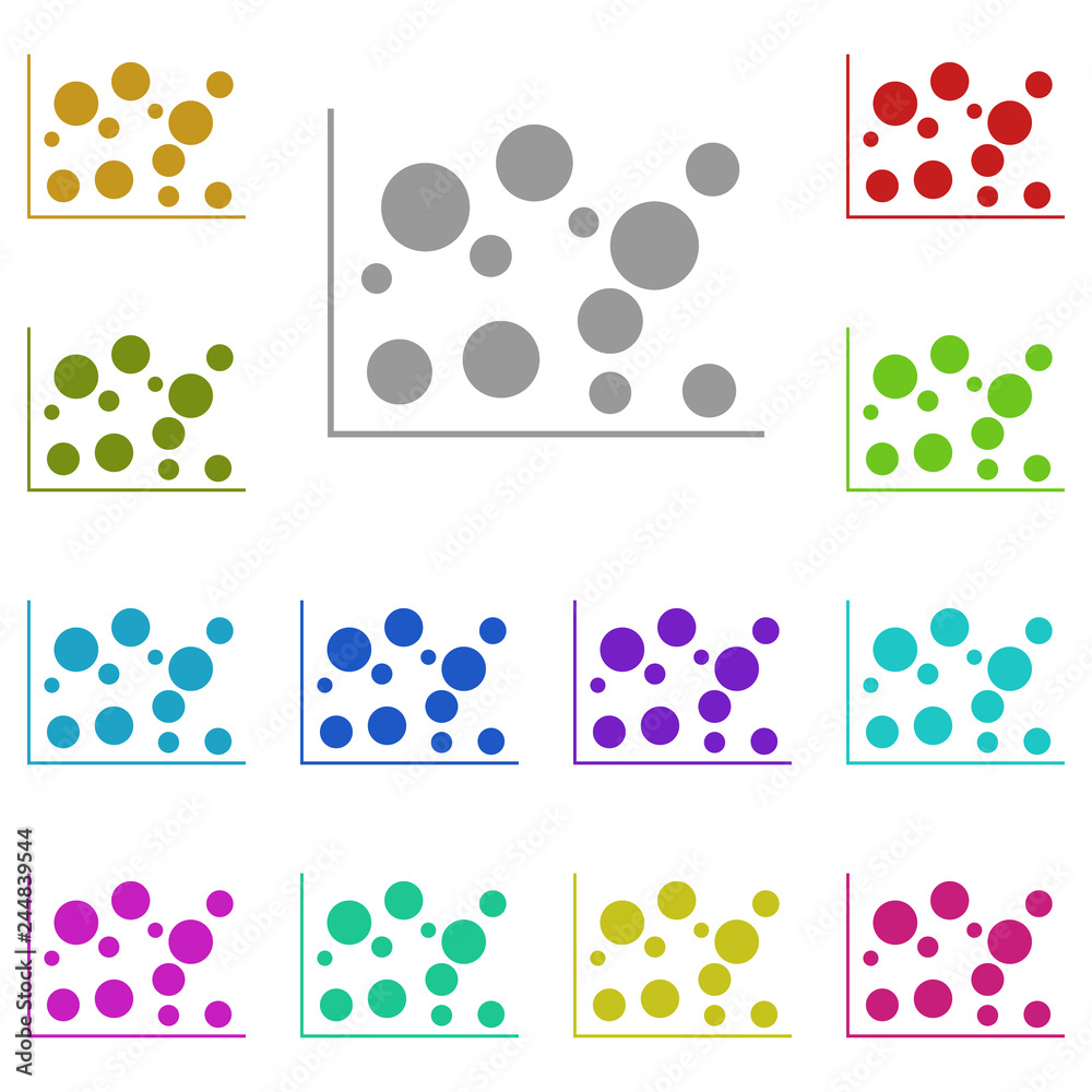 bubble chart icon in multi color. Simple glyph, flat vector of Charts ...