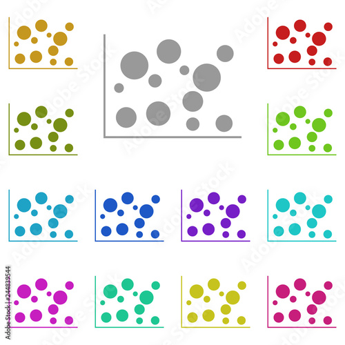 bubble chart icon in multi color. Simple glyph, flat vector of Charts and diagrams icons for UI and UX, website or mobile application