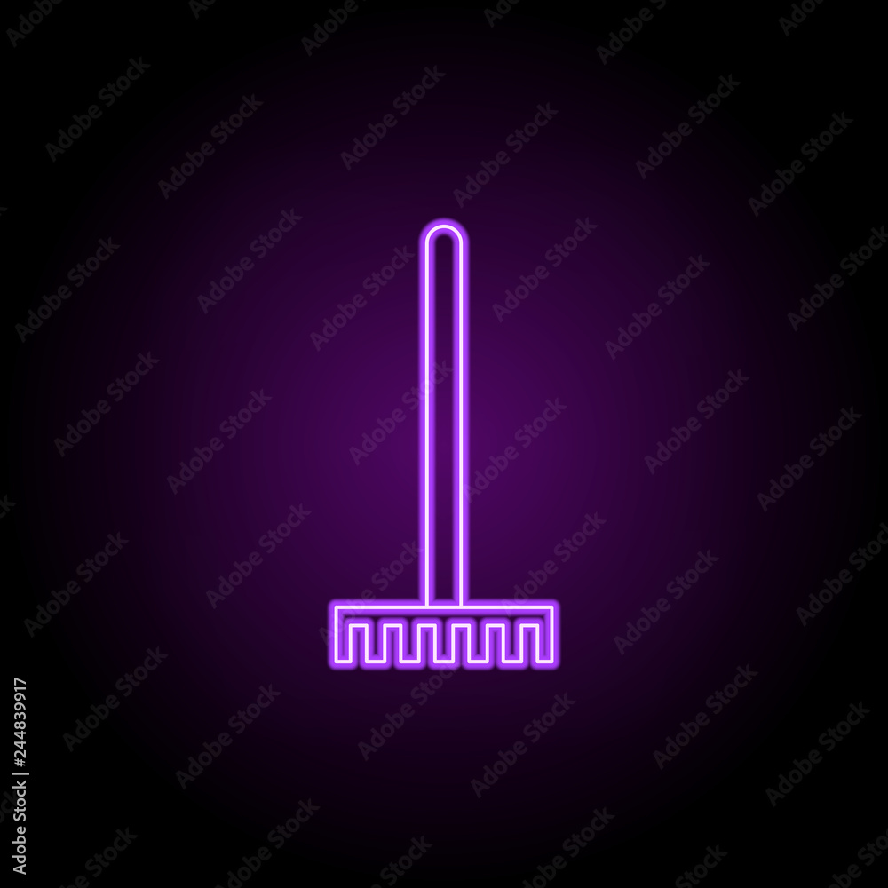 rake icon. Elements of Eco in neon style icons. Simple icon for websites, web design, mobile app, info graphics