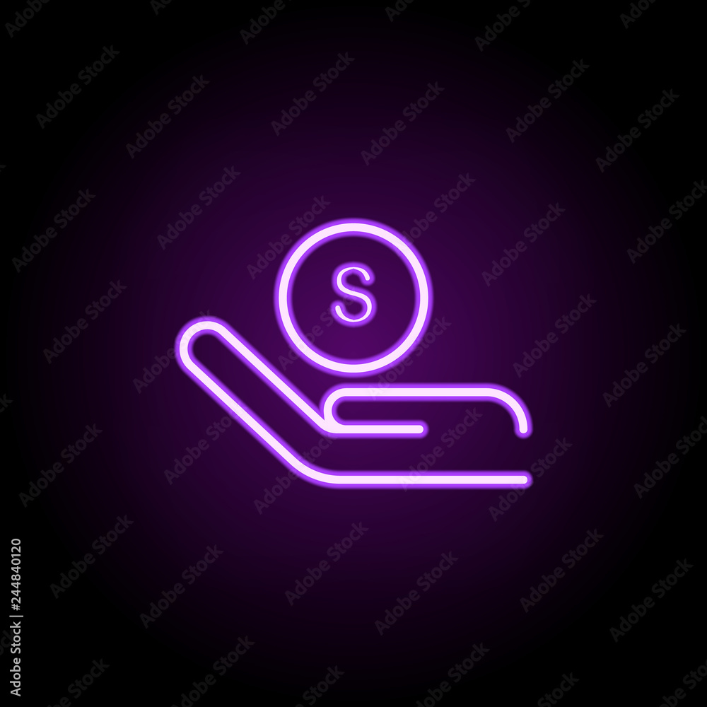 dollar hand icon. Elements of startups in neon style icons. Simple icon for websites, web design, mobile app, info graphics dollar hand icon. Elements of startups in neon style icons. Simple icon for websites, web design, mobile app, info graphics