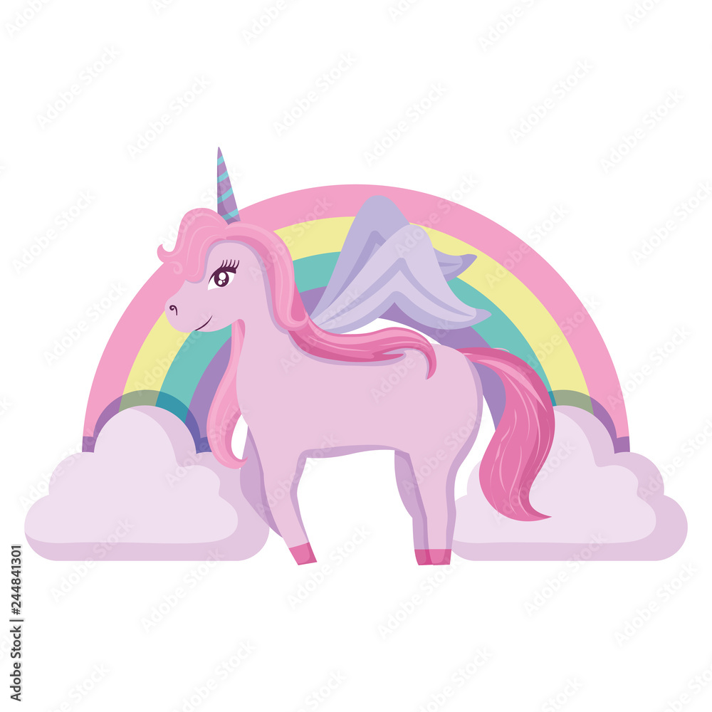 Fototapeta premium Cute unicorn and rainbow design
