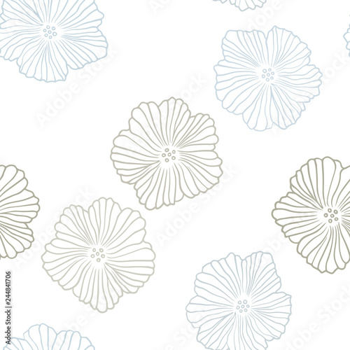 Light Blue  Yellow vector seamless doodle background with flowers.