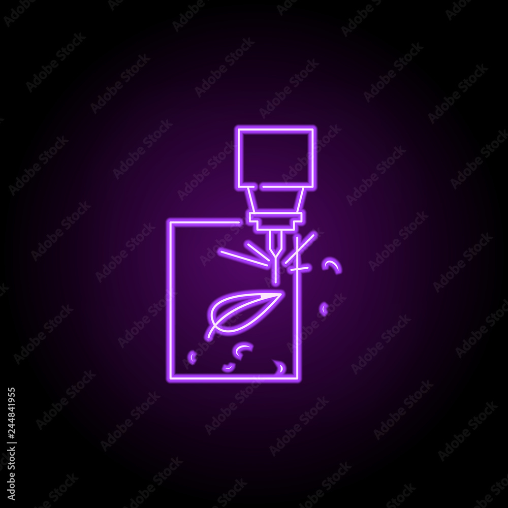 Wooden cutting icon. Elements of Laser in neon style icons. Simple icon for websites, web design, mobile app, info graphics Wooden cutting icon. Elements of Laser in neon style icons. Simple icon for websites, web design, mobile app, info graphics
