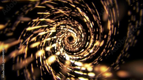 Wallpaper Mural Abstract sci fi tunnel. Gold bokeh lights. Glowing corridor The camera moves forward towards. Dynamic background for project Torontodigital.ca