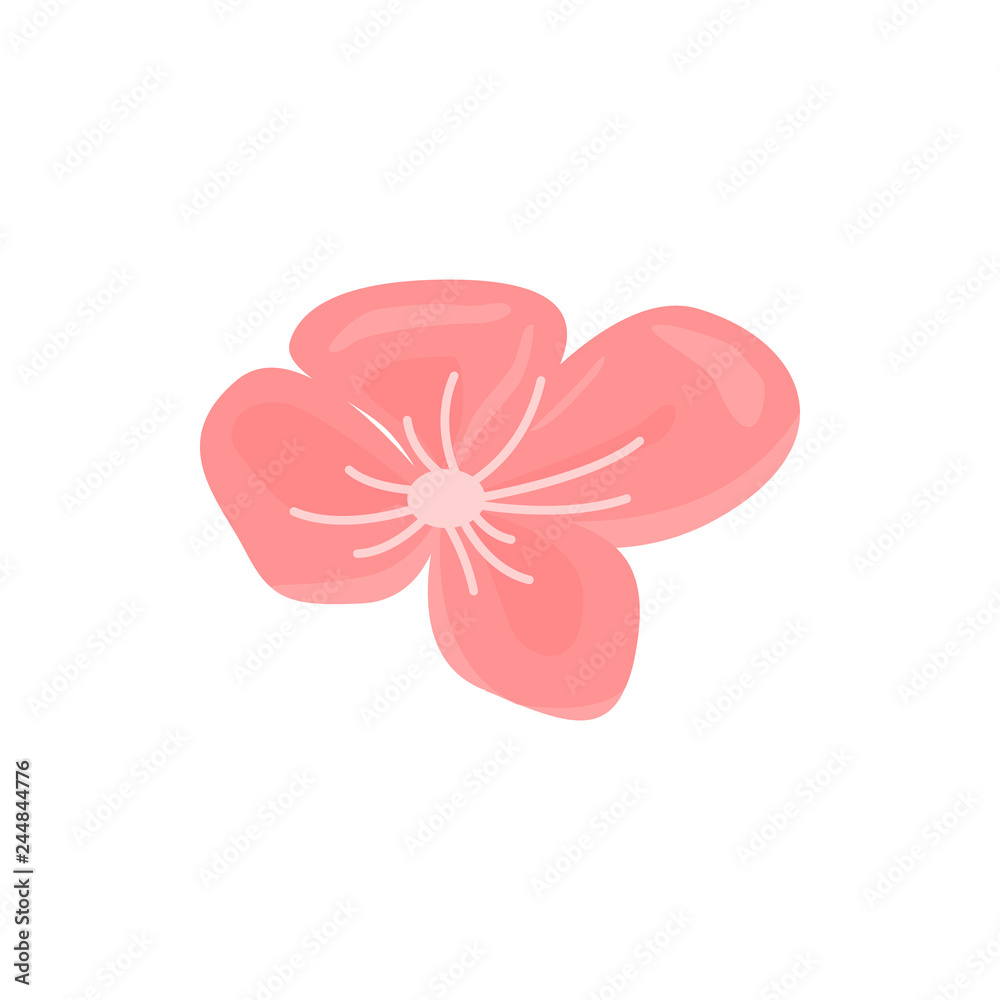 Fototapeta premium Nature background with blossom branch of pink flowers and butterfly. Vector