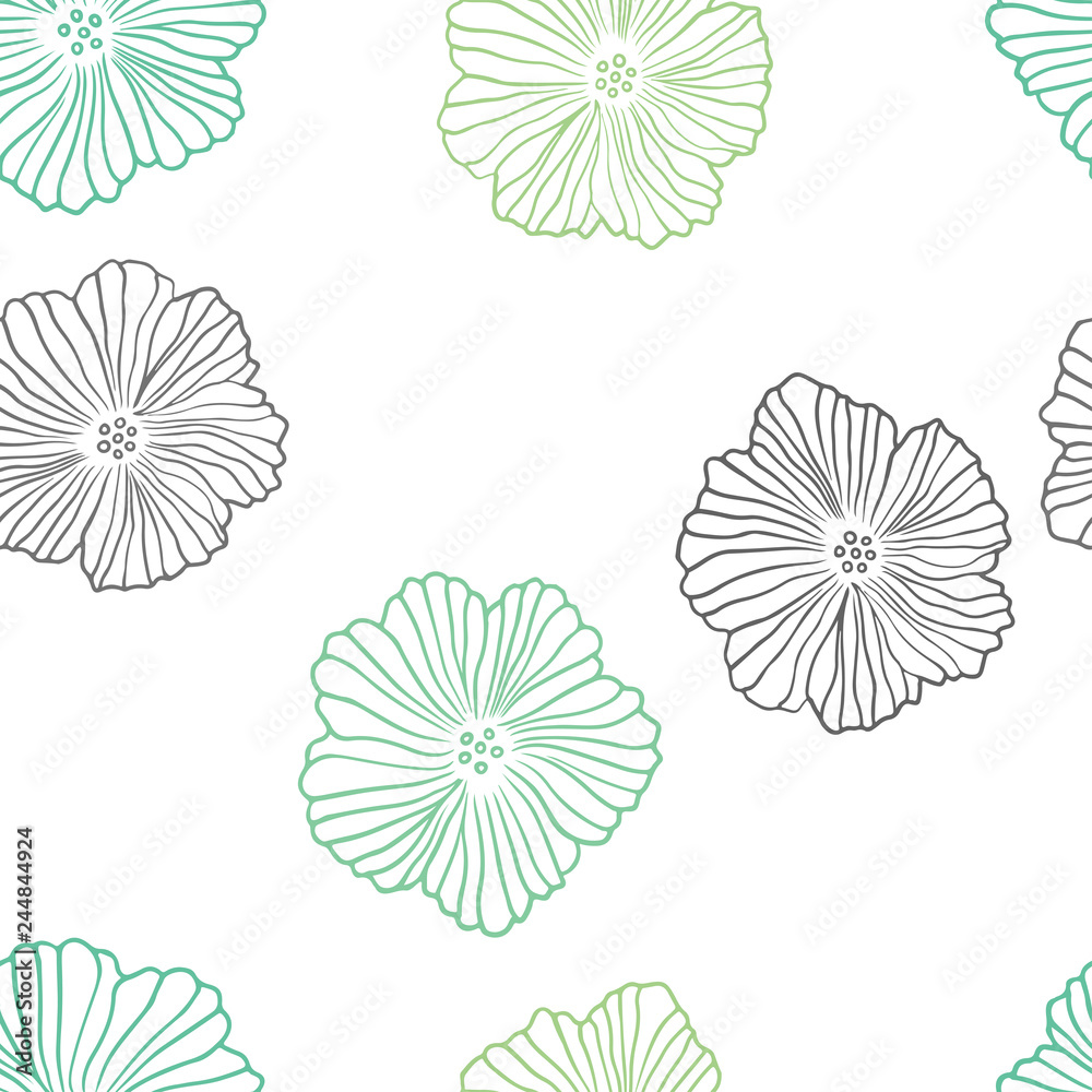 Light Green vector seamless natural artwork with flowers. Light Green vector seamless natural artwork with flowers.