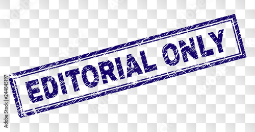 EDITORIAL ONLY stamp seal print with rubber print style and double framed rectangle shape. Stamp is placed on a transparent background.
