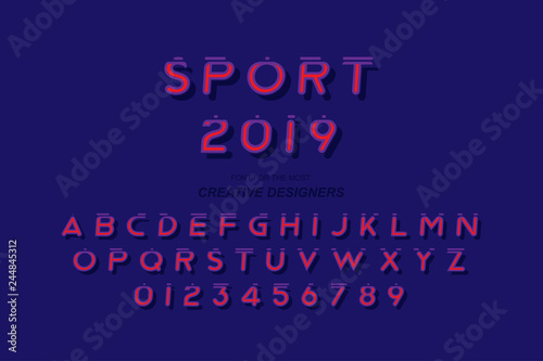 Sport original bold font alphabet letters and numbers for creative design template for logo. Flat illustration EPS10