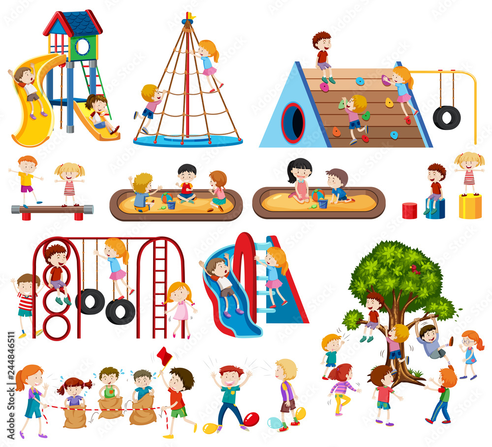 Set of children at playground