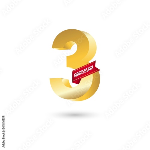 3 Year Anniversary Vector Template Design Illustration