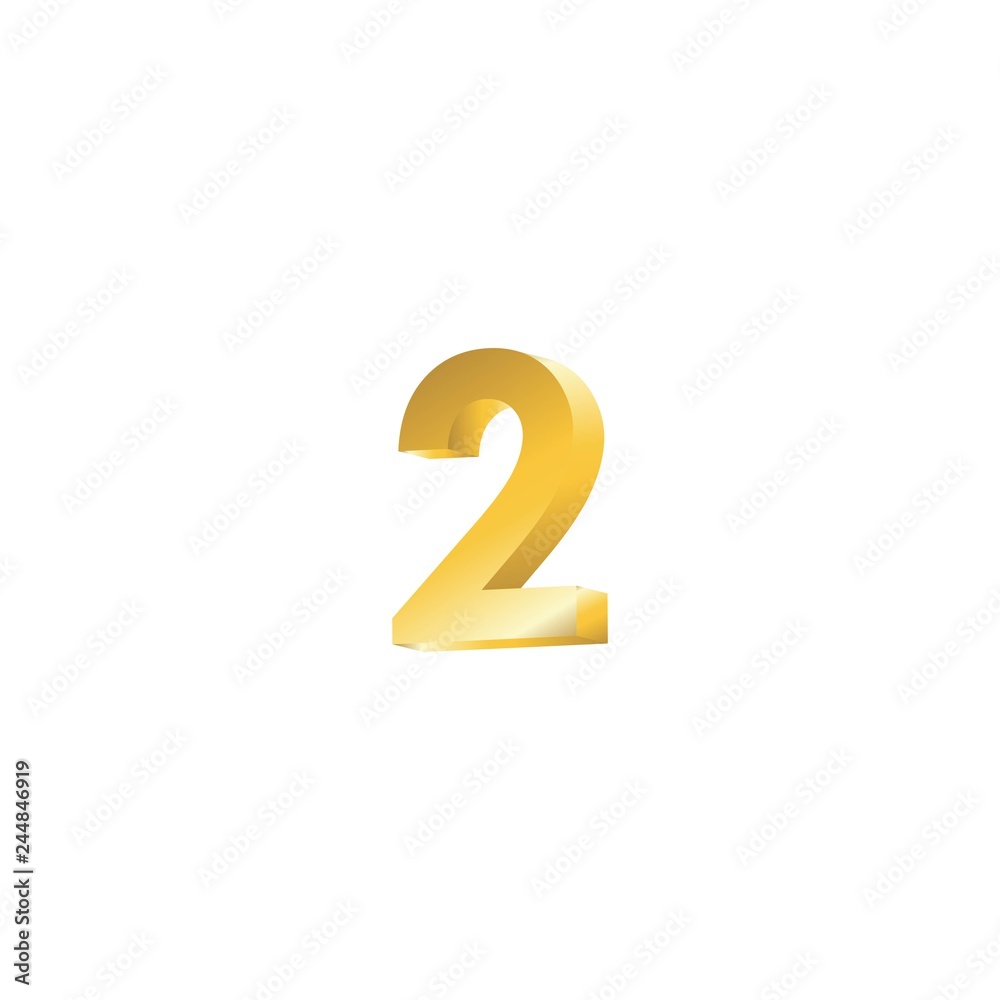 Number 2 3D Vector Template Design Illustration Number 2 3D Vector Template Design Illustration