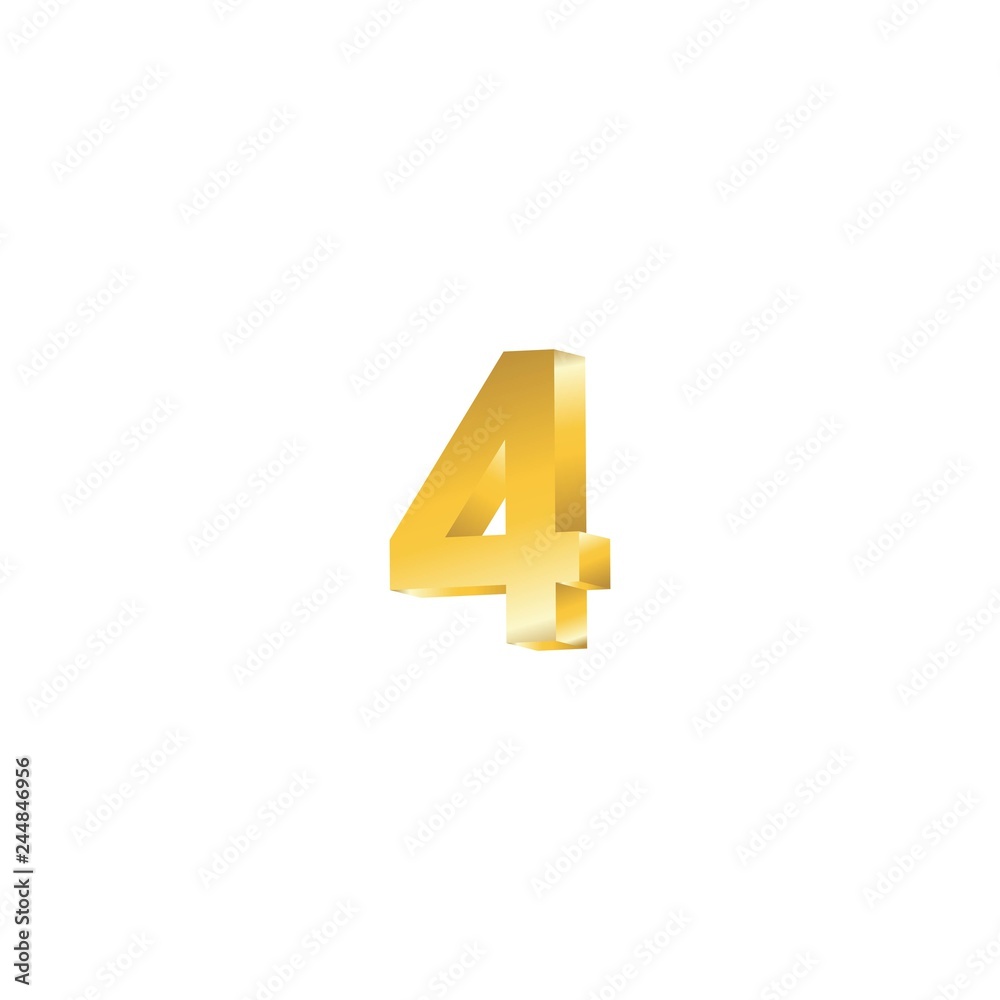 Number 4 3D Vector Template Design Illustration Number 4 3D Vector Template Design Illustration