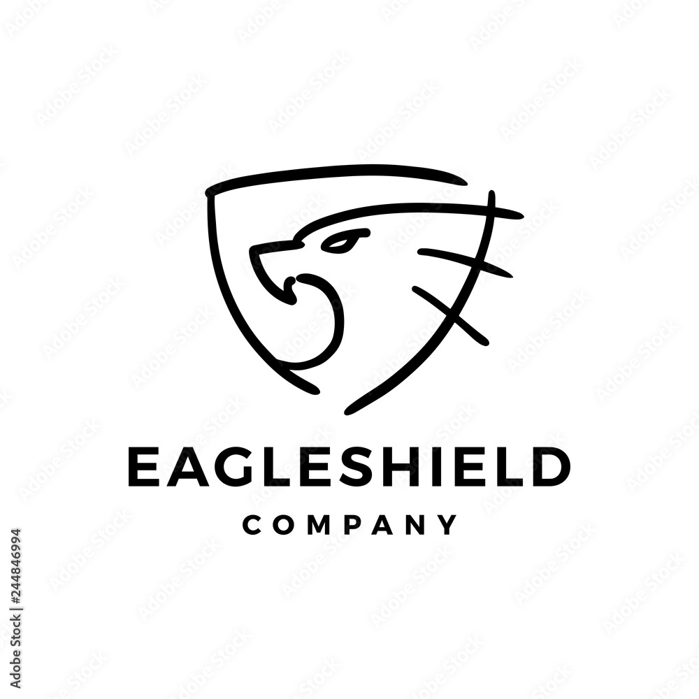 Obraz premium eagle shield doodle logo vector icon illustration