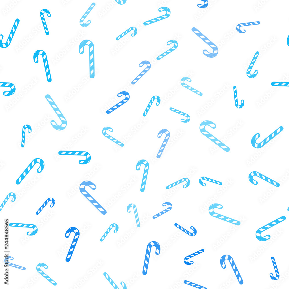 Light BLUE vector seamless texture with xmas sweets, candies.