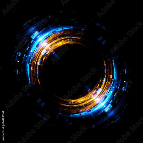 Vivid abstract background. Beautiful design of rotation frame.  .Mystical portal. Bright sphere lens. Rotating lines. Glow ring. .Magic neon ball. Led blurred swirl. Spiral glint lines.