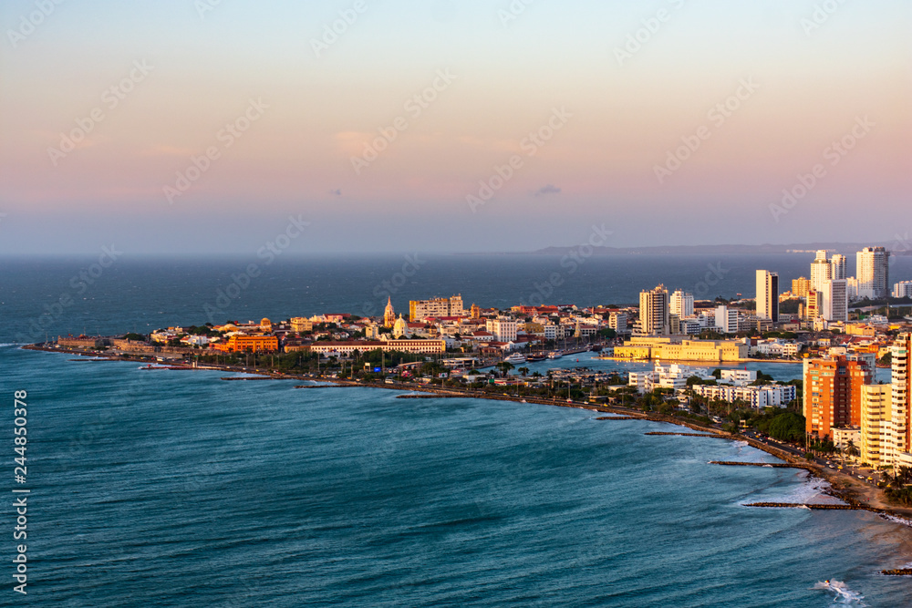 city  of Cartagena de Indias at sunset