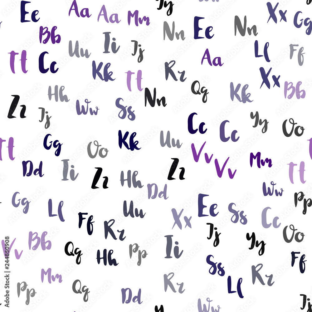 Light Purple vector seamless pattern with ABC symbols. Light Purple vector seamless pattern with ABC symbols.