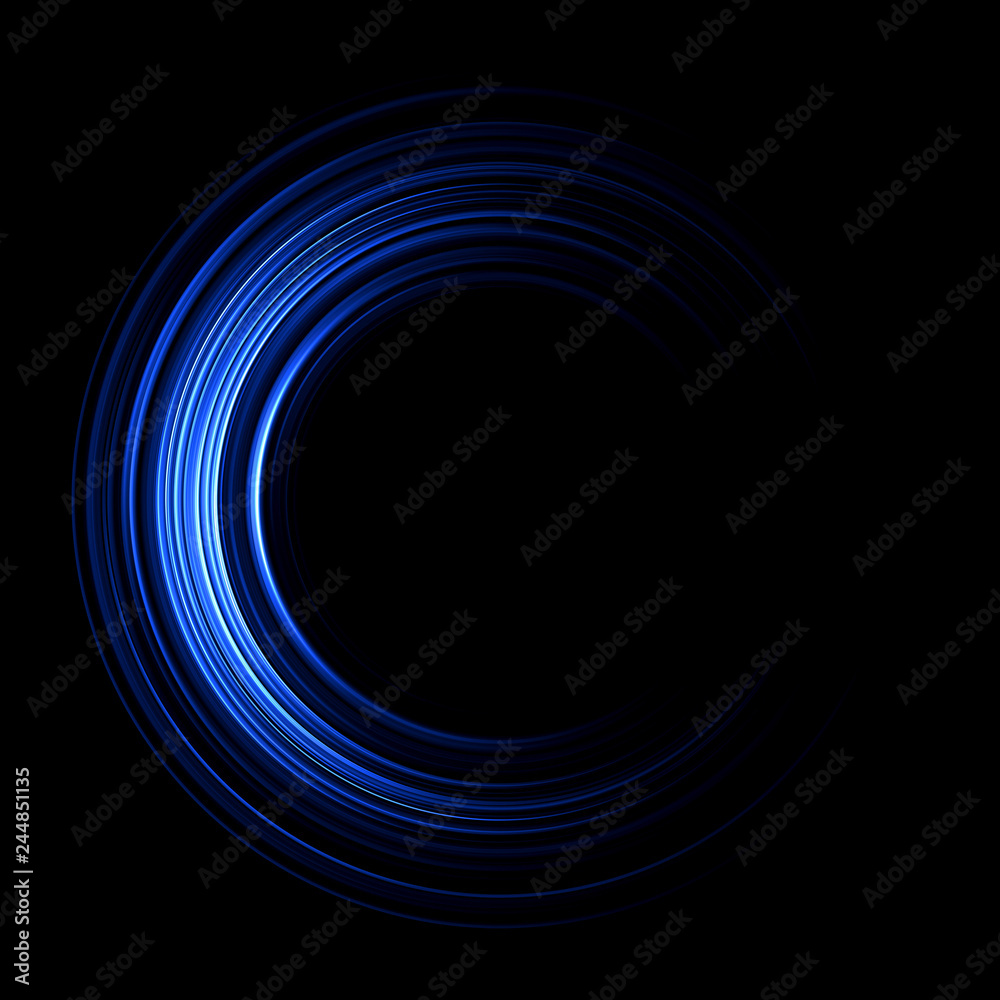 Vivid abstract background. Beautiful design of rotation frame.  .Mystical portal. Bright sphere lens. Rotating lines. Glow ring. .Magic neon ball. Led blurred swirl. Spiral glint lines.